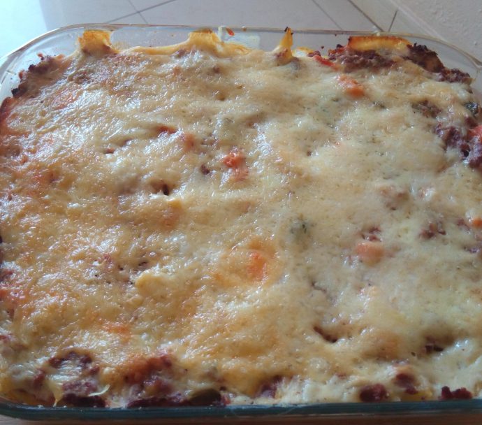Gratin de pennes au jambon et champignons